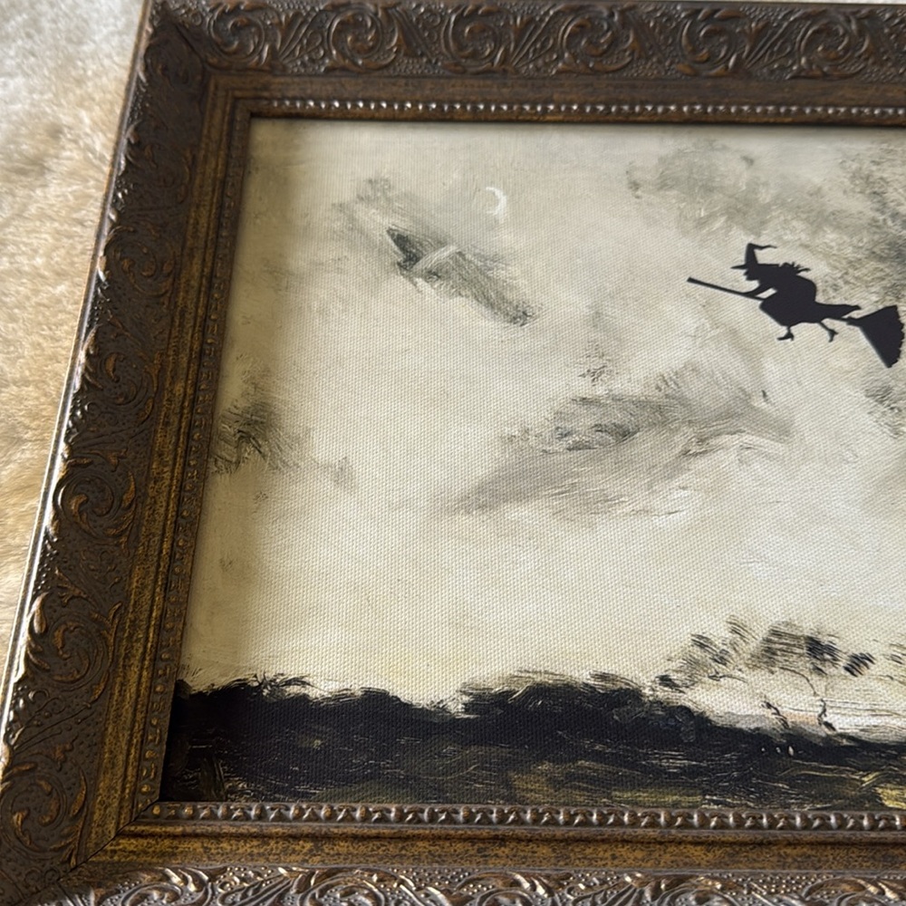 NEW Petal Lane Framed Witch Silhouette Halloween Painting 11x14” - Picture 4 of 8